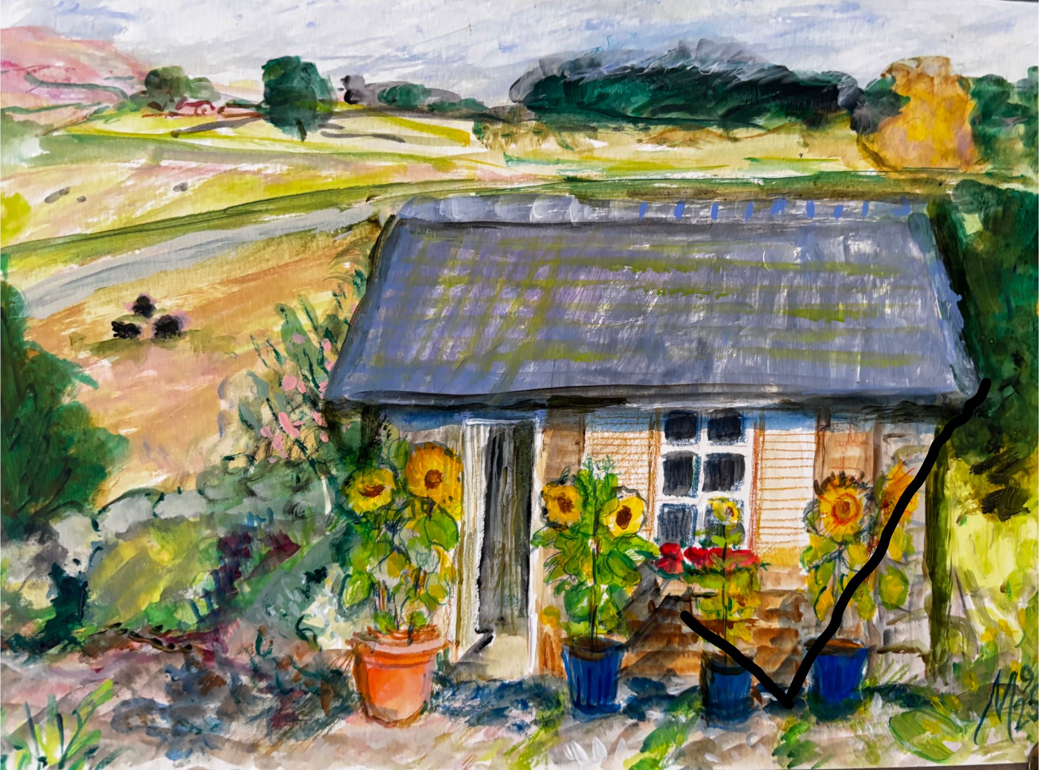 Wendy House with Sunflowers